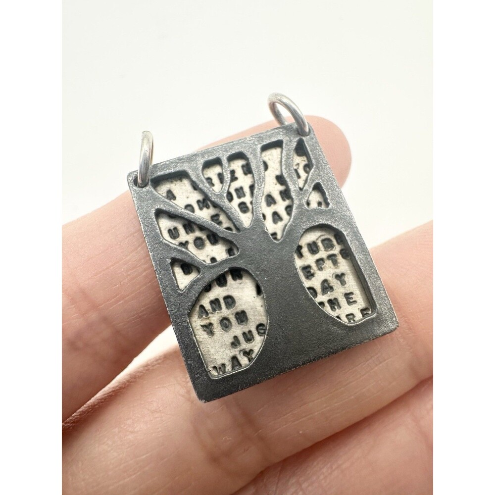 Vintage KCB Kathy Bransfield Proverbs Quote Tree Pendant 925 Sterling Silver